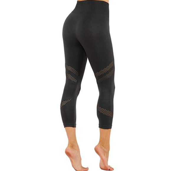 Seamless Faded yoga leggings workout pants mesh sexy high waist capri - Picture 2 of 5